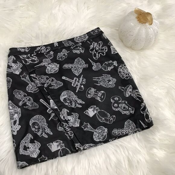 NEW ZADIG & VOLTAIRE Black Leather Jay Print Deluxe Mini Skirt Sz XS/34 $565 - Picture 4 of 9